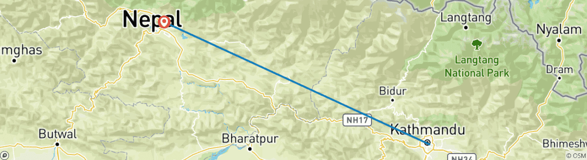 Mapa de Trekking al Campo Base Norte del Annapurna (Ruta de Maurice Herzog)