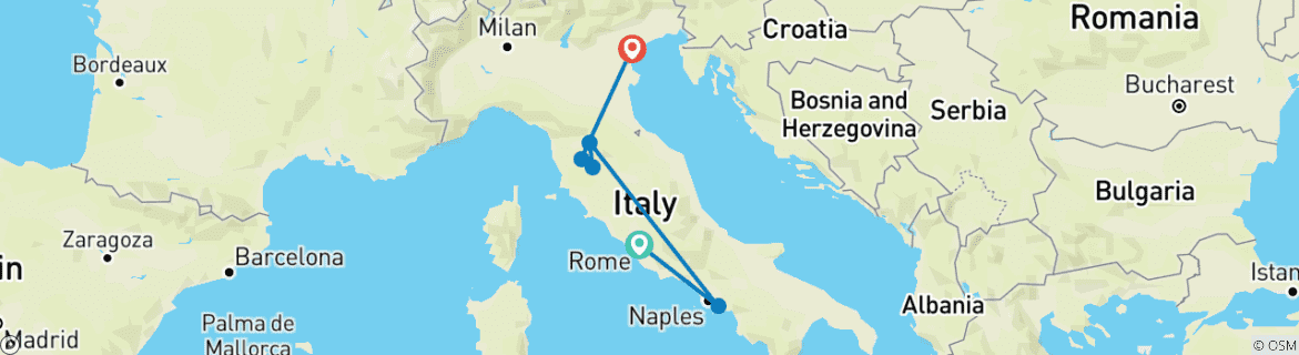 Image d'une carte montrant l'itinéraire du circuit