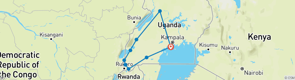 Image d'une carte montrant l'itinéraire du circuit