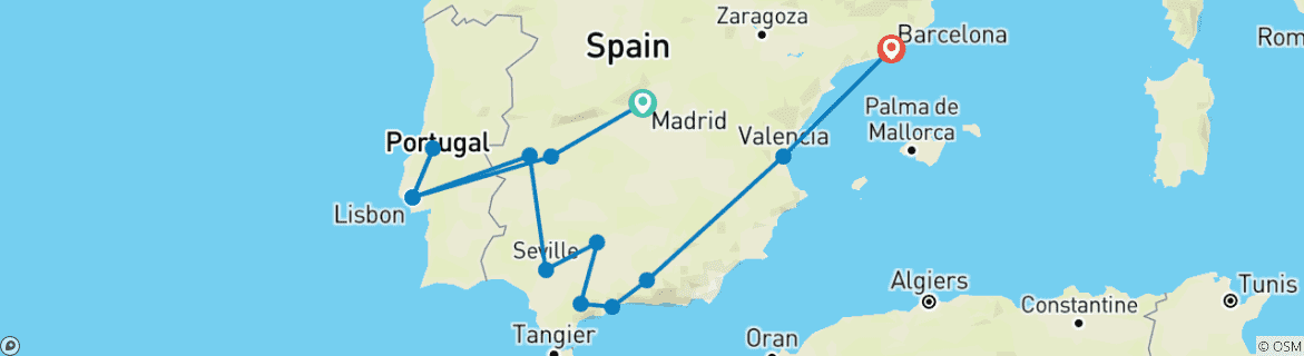 Foto van een kaart met de route van de rondreis