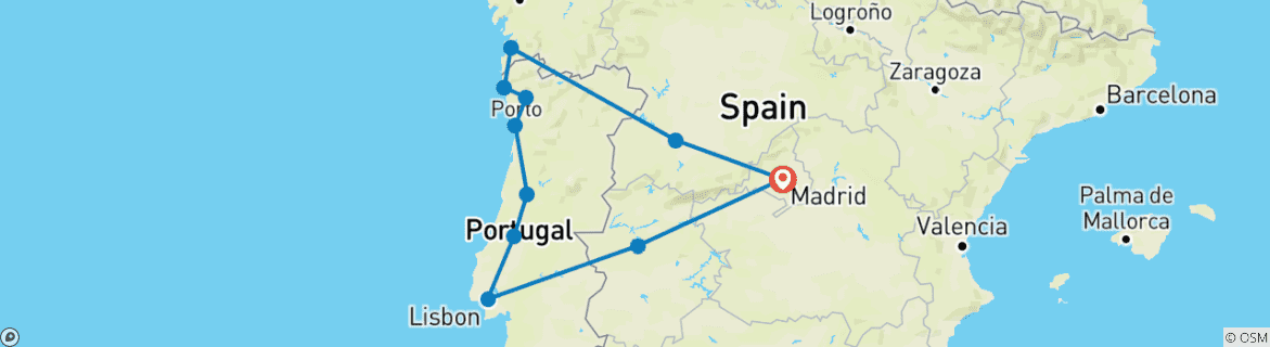 Carte du circuit Exploration de la Castille et du Portugal - 7 jours