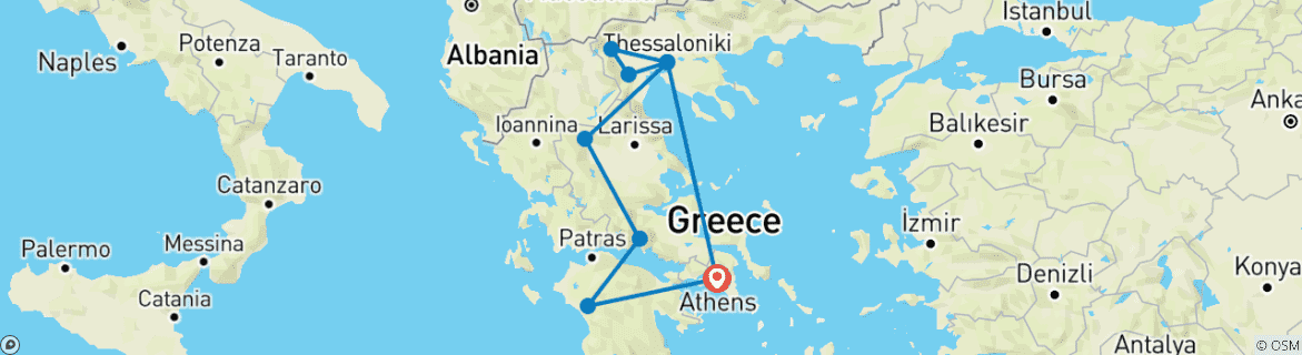 Image d'une carte montrant l'itinéraire du circuit