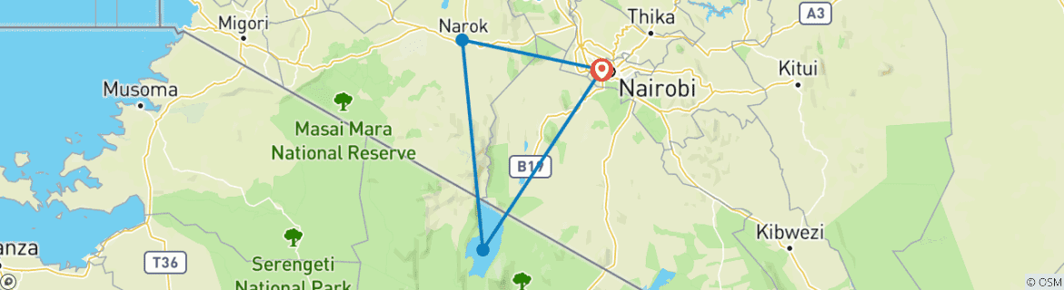 Image d'une carte montrant l'itinéraire du circuit