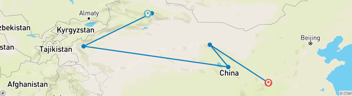 Karte mit der Reiseroute