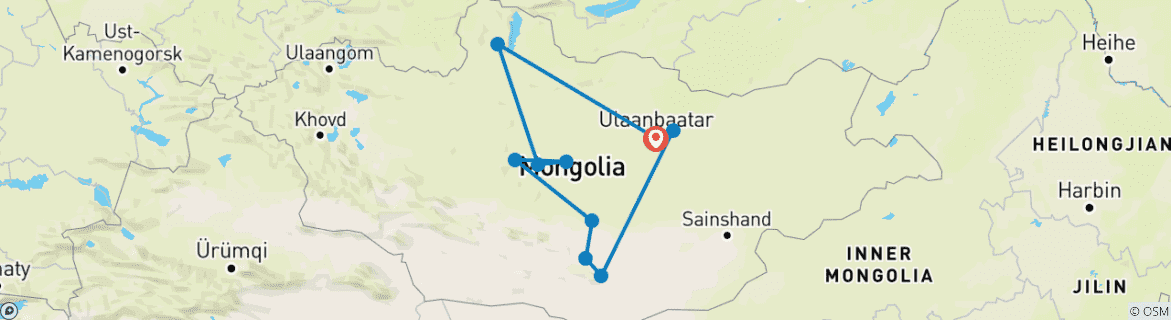 Carte du circuit Mongolie & Festival Naadam