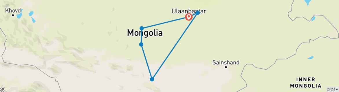 Carte du circuit Le meilleur de la Mongolie