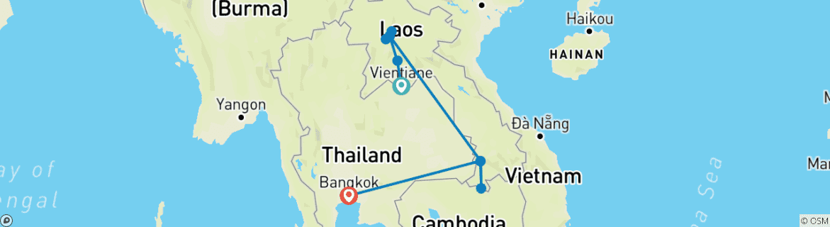 Image d'une carte montrant l'itinéraire du circuit