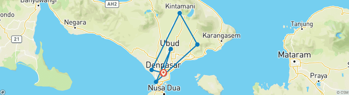 Image d'une carte montrant l'itinéraire du circuit