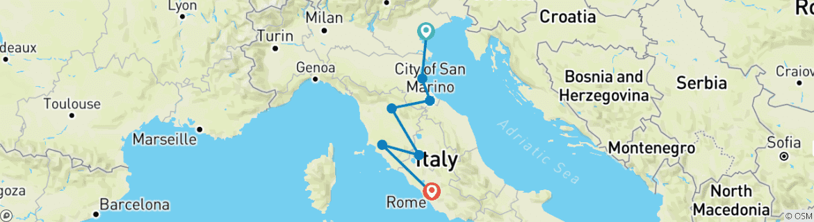 Image d'une carte montrant l'itinéraire du circuit