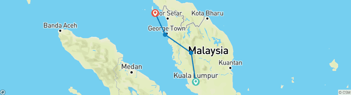 Foto van een kaart met de route van de rondreis