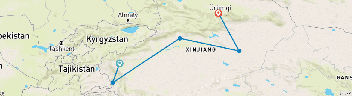 Karte mit der Reiseroute