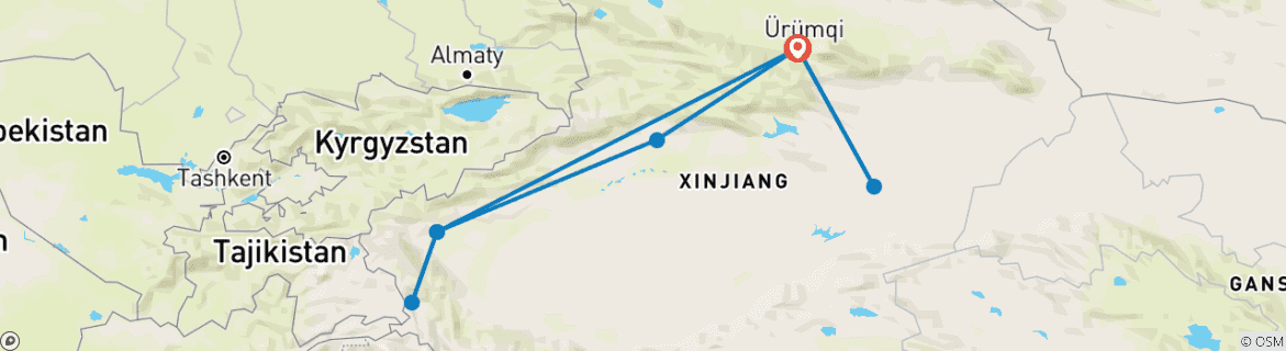 Karte mit der Reiseroute