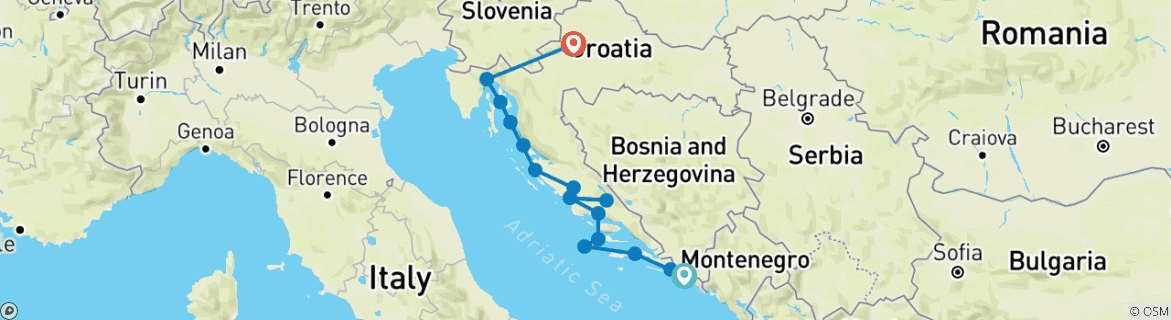 Karte mit der Reiseroute