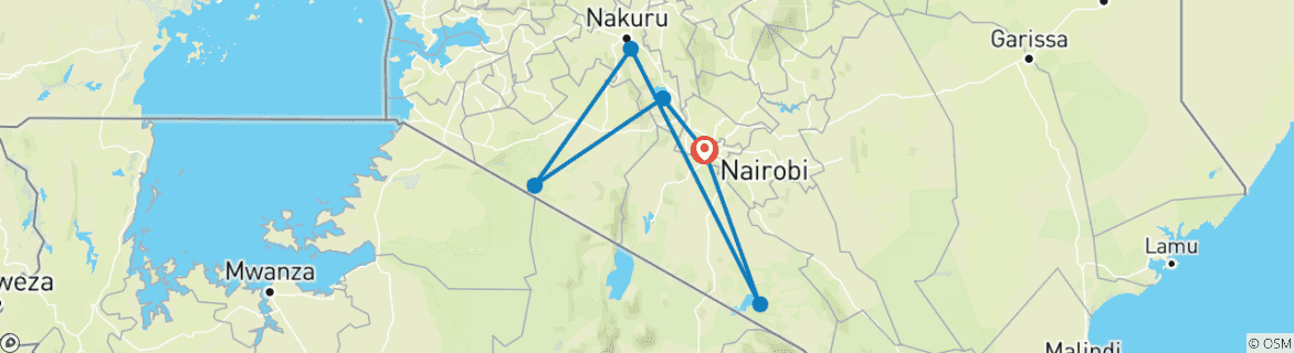 Foto van een kaart met de route van de rondreis