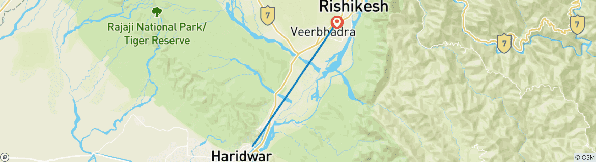 Karte mit der Reiseroute