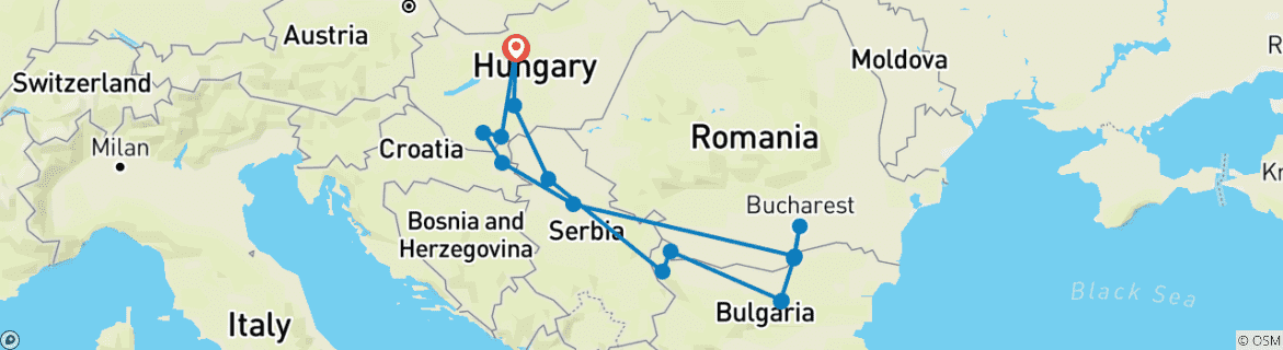 Image d'une carte montrant l'itinéraire du circuit