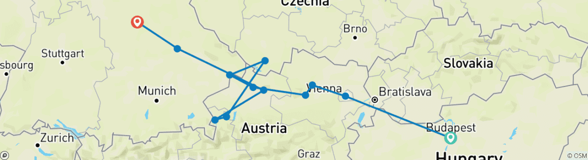 Karte mit der Reiseroute