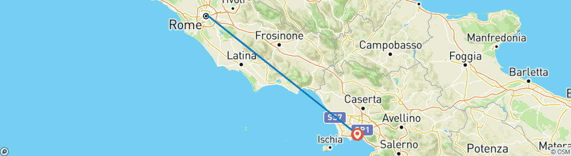 Carte du circuit La grandeur romaine et les charmes de la côte : Un voyage de 7 jours à travers Rome, Sorrente et la côte amalfitaine