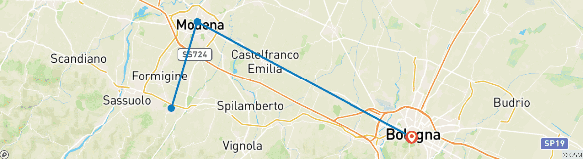 Image d'une carte montrant l'itinéraire du circuit