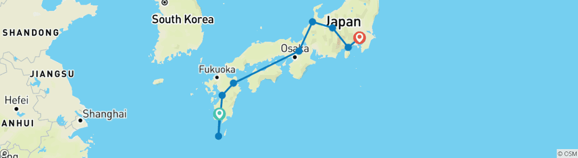 Image d'une carte montrant l'itinéraire du circuit