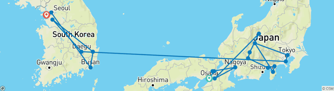 Karte mit der Reiseroute