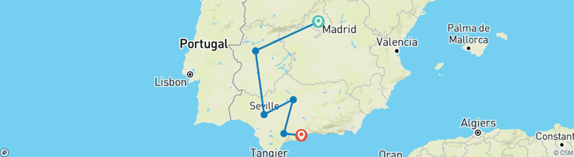 Foto van een kaart met de route van de rondreis