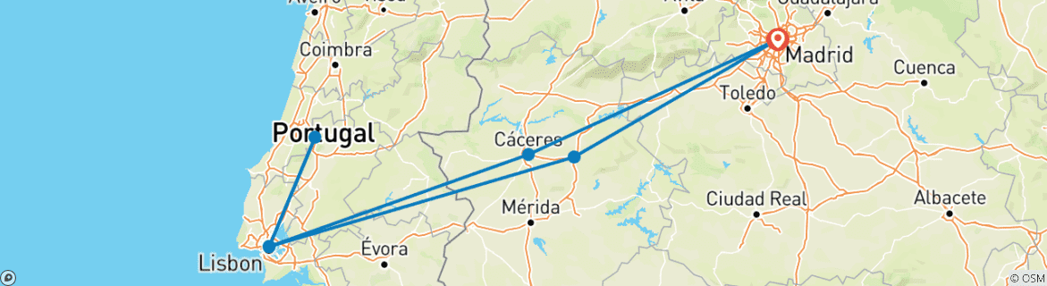 Karte mit der Reiseroute