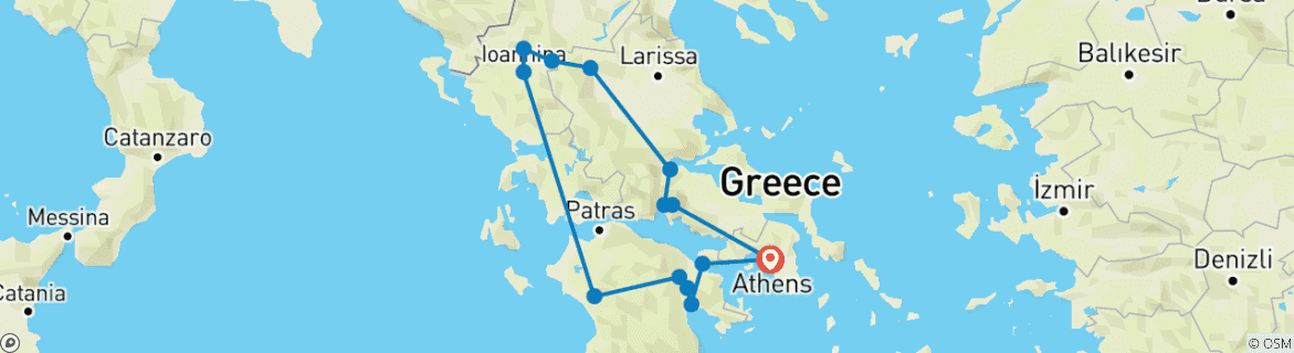 Image d'une carte montrant l'itinéraire du circuit