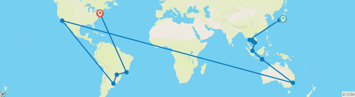 Karte mit der Reiseroute