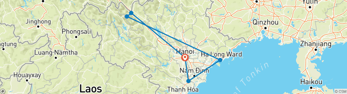 Image d'une carte montrant l'itinéraire du circuit