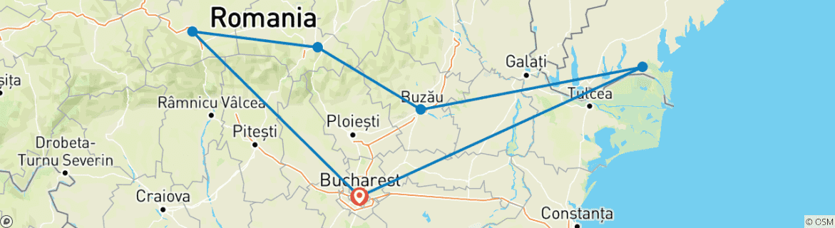 Carte du circuit Expédition privée de 7 jours en Roumanie, exploration de la faune et de la flore du delta du Danube, départ quotidien