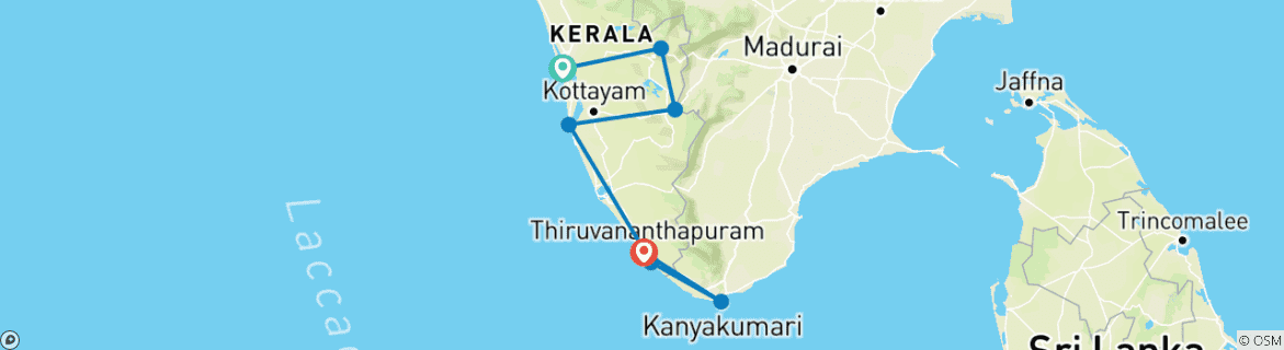 Image d'une carte montrant l'itinéraire du circuit