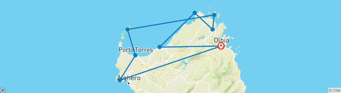 Image d'une carte montrant l'itinéraire du circuit