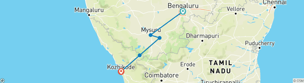 Karte mit der Reiseroute