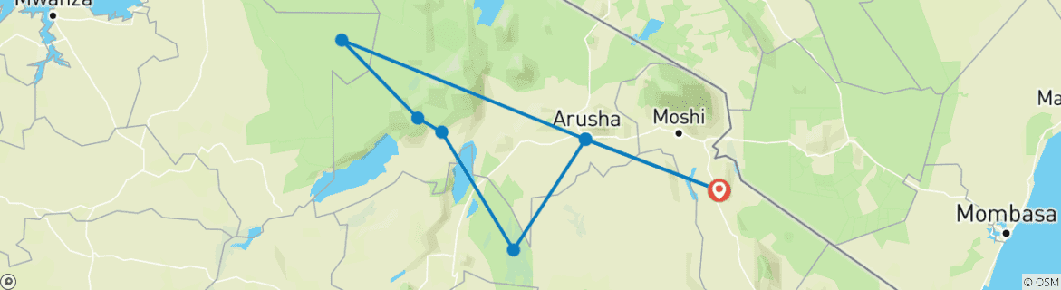 Karte mit der Reiseroute