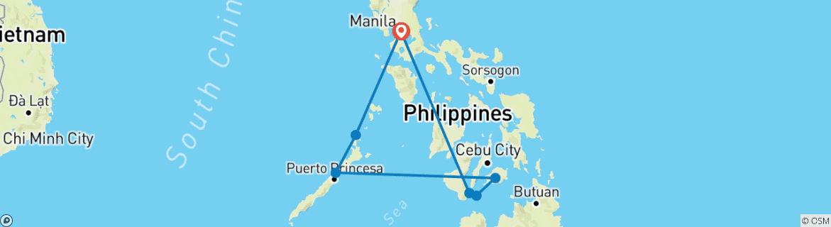 Karte mit der Reiseroute