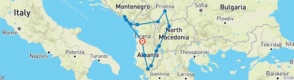 Carte du circuit Circuit dans les Balkans occidentaux : Histoire, culture et paysages pittoresques