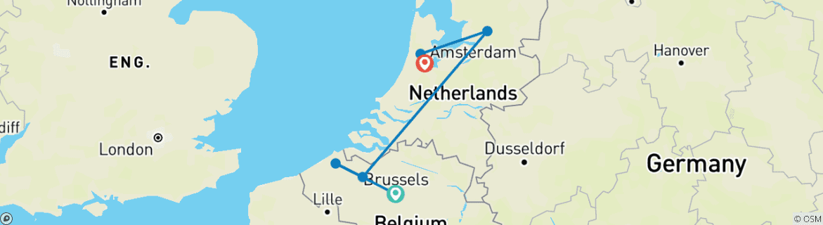 Map of 5 Tage Brüssel und Amsterdam: Entdecken Sie das Herz von Europa