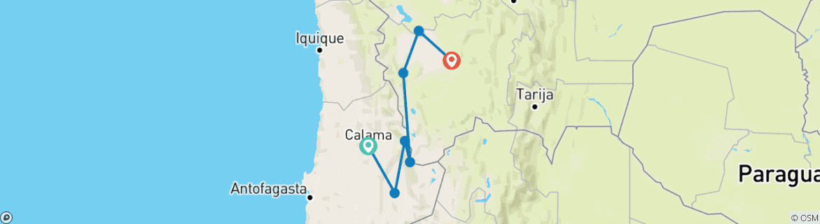 Karte mit der Reiseroute