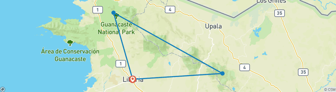 Karte mit der Reiseroute