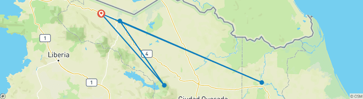 Foto van een kaart met de route van de rondreis