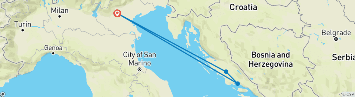 Foto van een kaart met de route van de rondreis