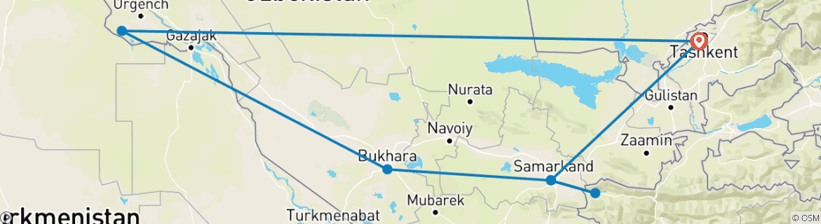 Image d'une carte montrant l'itinéraire du circuit