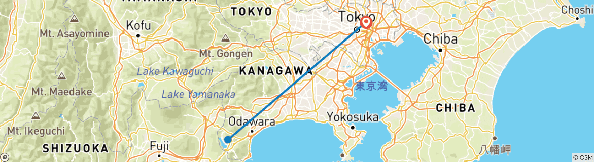 Image d'une carte montrant l'itinéraire du circuit