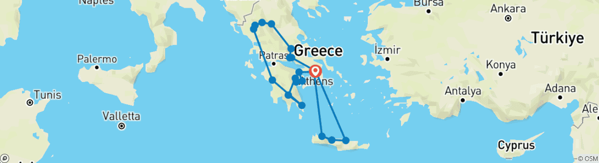 Carte du circuit Terres de légende - Circuit guidé de 14 jours