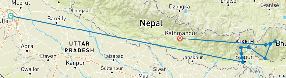 Karte mit der Reiseroute