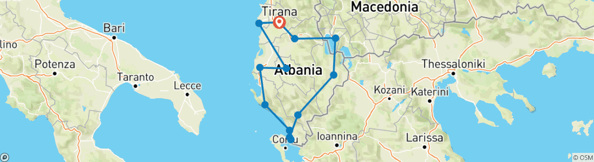 Karte mit der Reiseroute