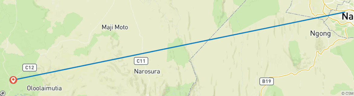 Image d'une carte montrant l'itinéraire du circuit