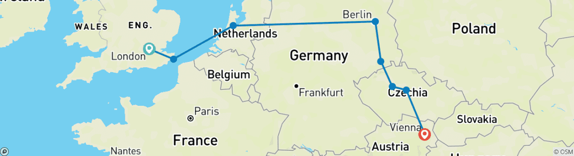 Foto van een kaart met de route van de rondreis