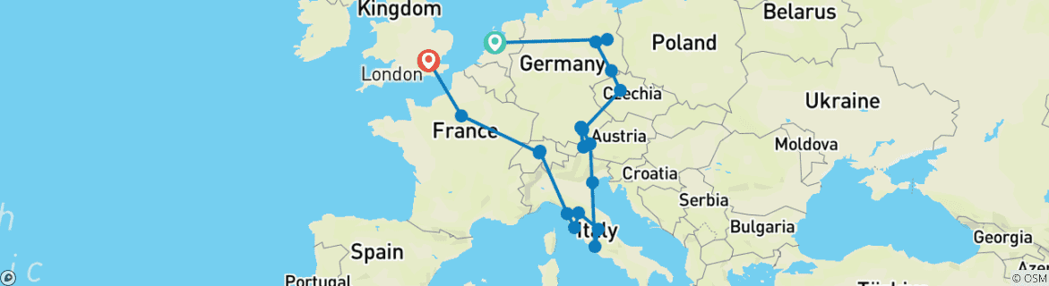 Image d'une carte montrant l'itinéraire du circuit